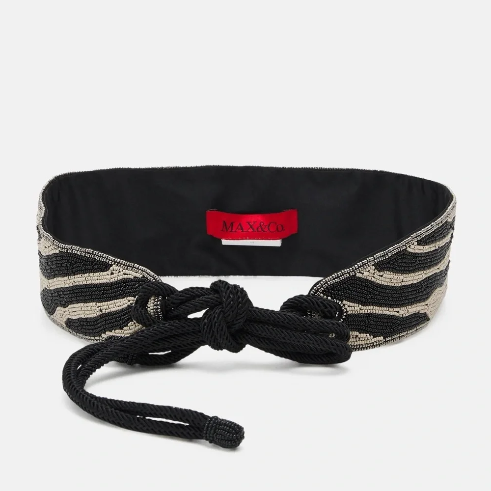 NWOT Max&Co Max Mara Label-cut Belt with Embroidered Beads Sz:S Spring/Summer
